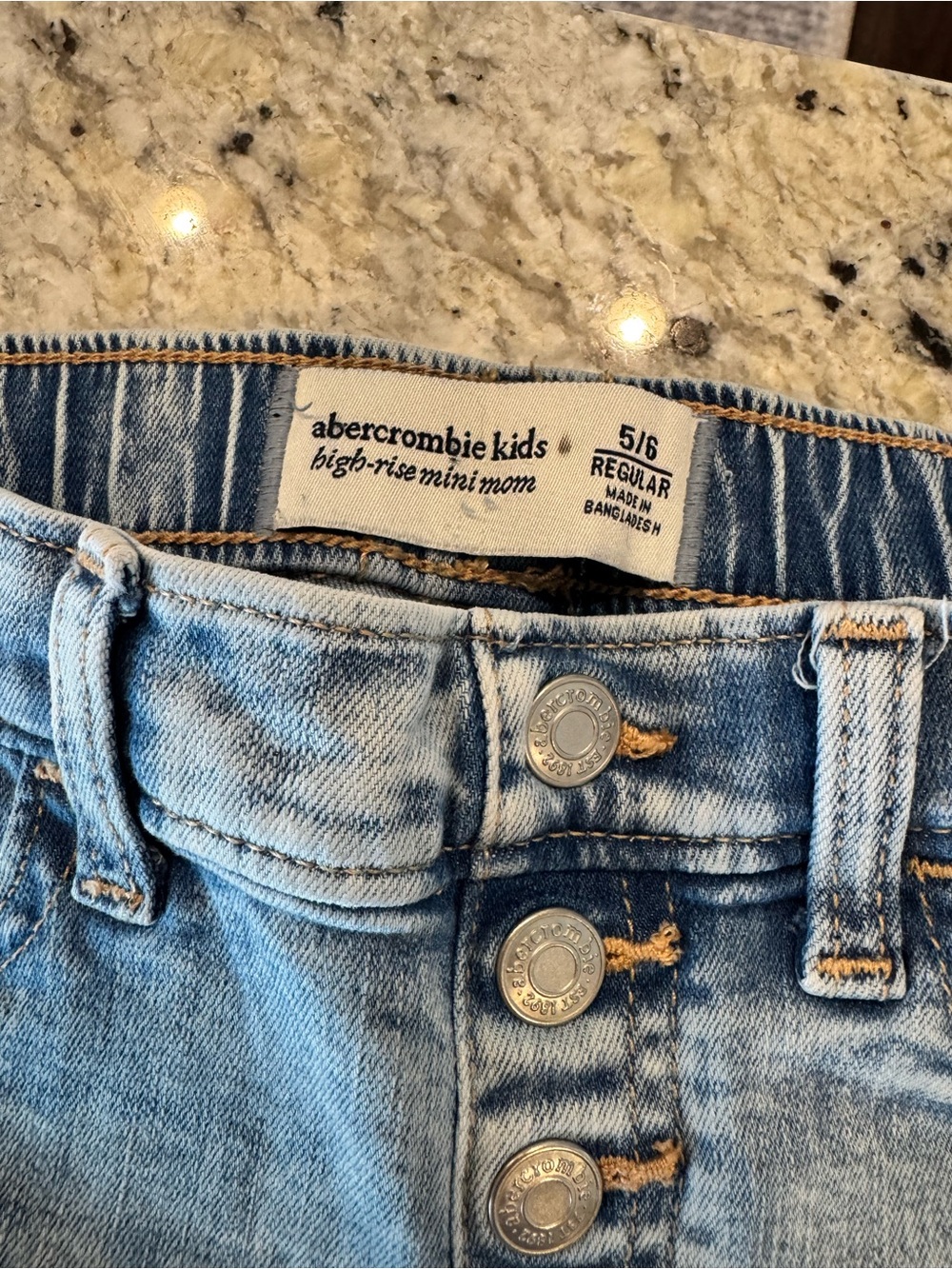 abercrombie kids light blue button-front high-rise mini mom jeans